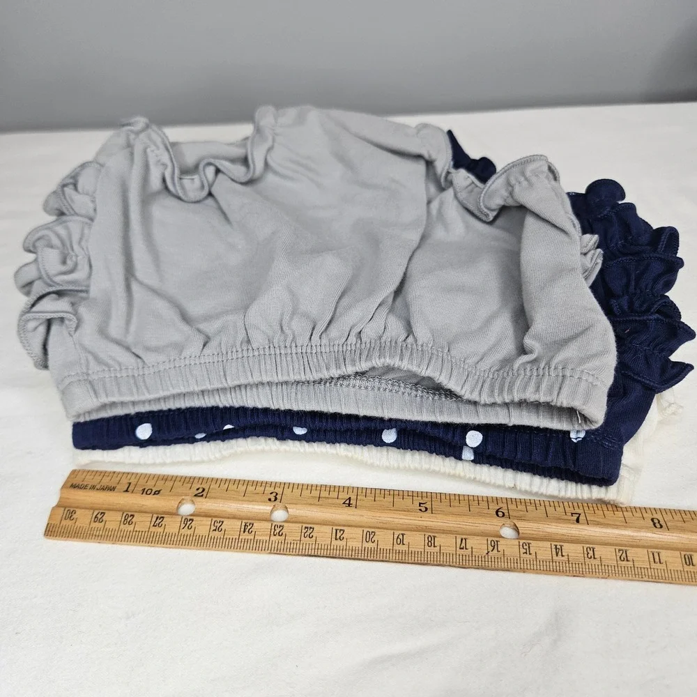 RuffleButts Baby Girls Diaper Cover‎ Bloomers 3 Pack Navy Polka Dot Grey Cream